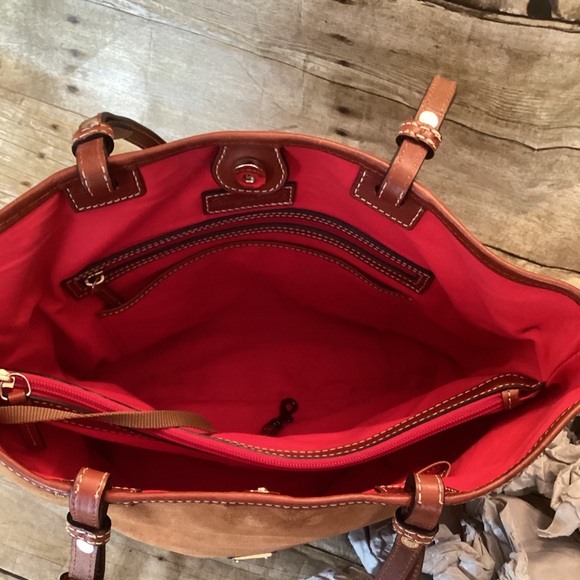 Dooney & Bourke Brown Suede Leather Hobo Bag - Picture 3 of 8